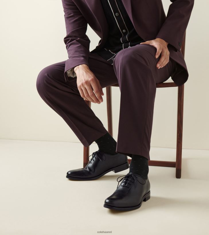 Washington Grand Laser Wingtip Oxford Heren zwart leer Cole Haan schoenen 6H6J6F419