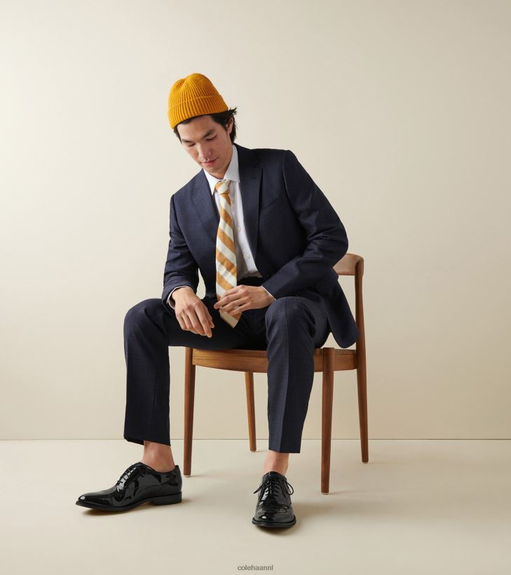 moderne klassiekers cap toe oxford Heren zwart patent Cole Haan schoenen 6H6J6F402