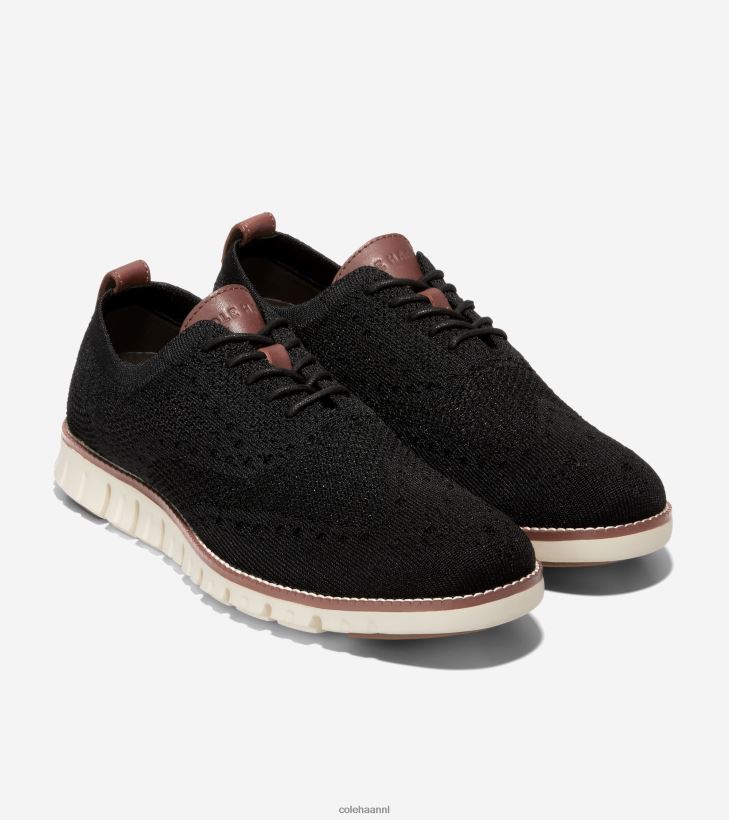 zerogrand vleugeltip oxford Heren zwart stitchlite-ivoor Cole Haan schoenen 6H6J6F429