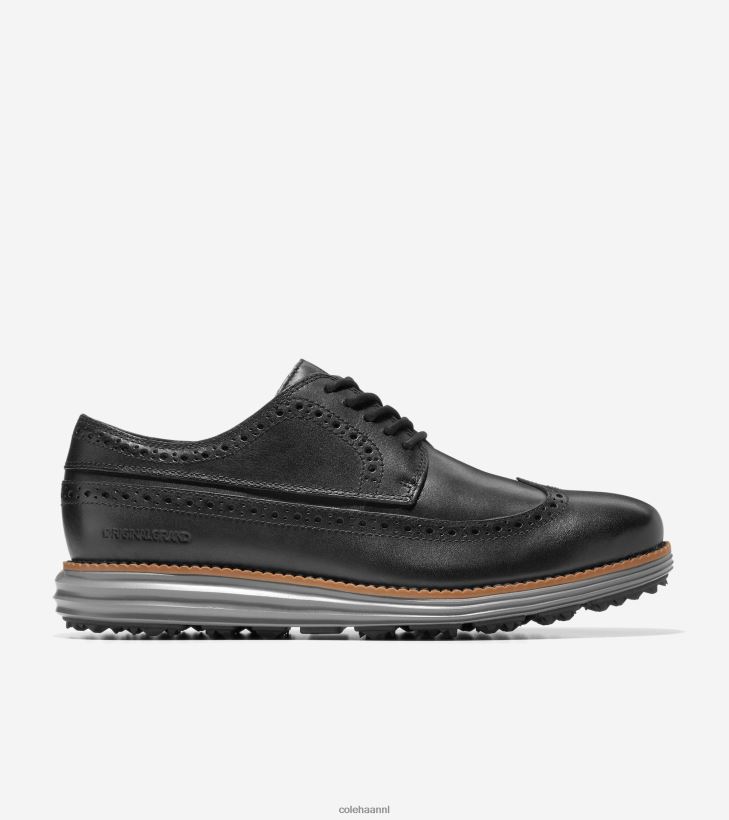 originele grote golfschoen Heren zwart-natuur-stille tint Cole Haan schoenen 6H6J6F407