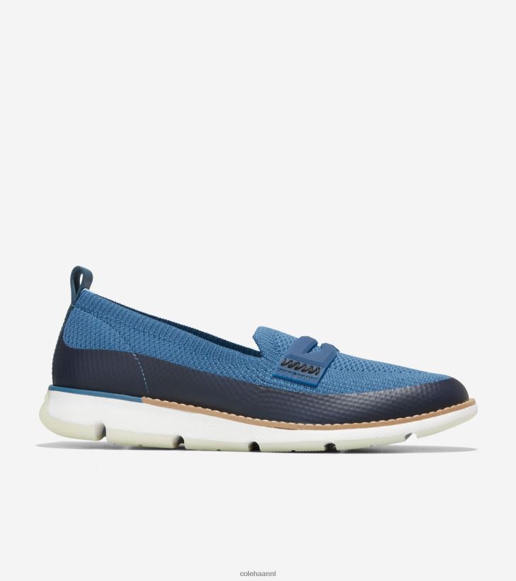4.zerogrande loafer vrouwen blauw brei-optiek wit stitchlite Cole Haan schoenen 6H6J6F133