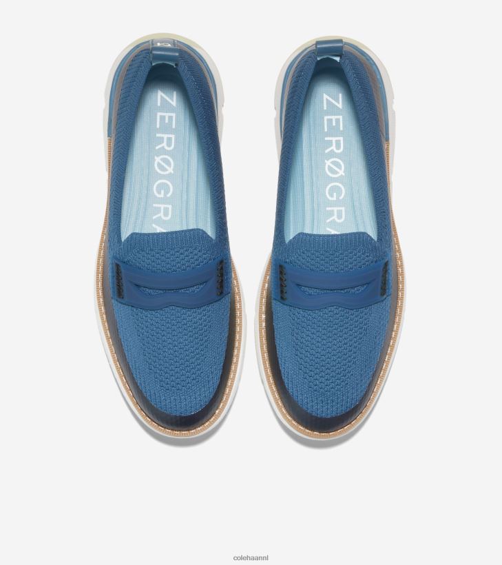 4.zerogrande loafer vrouwen blauw brei-optiek wit stitchlite Cole Haan schoenen 6H6J6F133