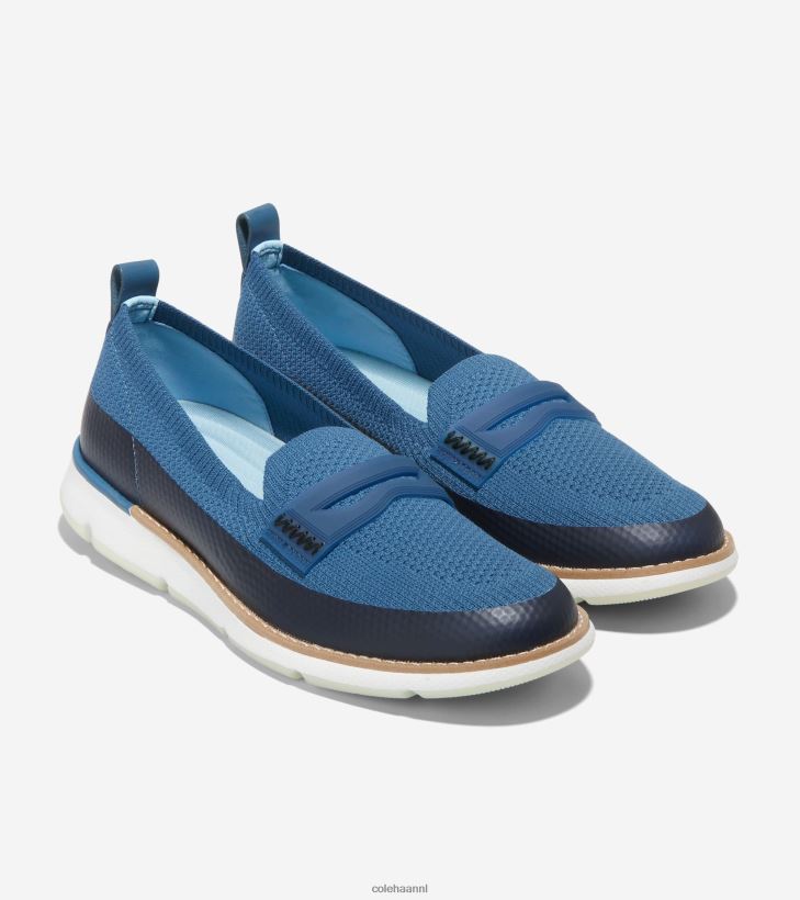 4.zerogrande loafer vrouwen blauw brei-optiek wit stitchlite Cole Haan schoenen 6H6J6F133