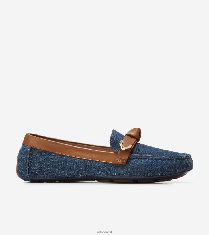 Evelyn Bow bestuurder vrouwen denim-pecannoot leer Cole Haan schoenen 6H6J6F70