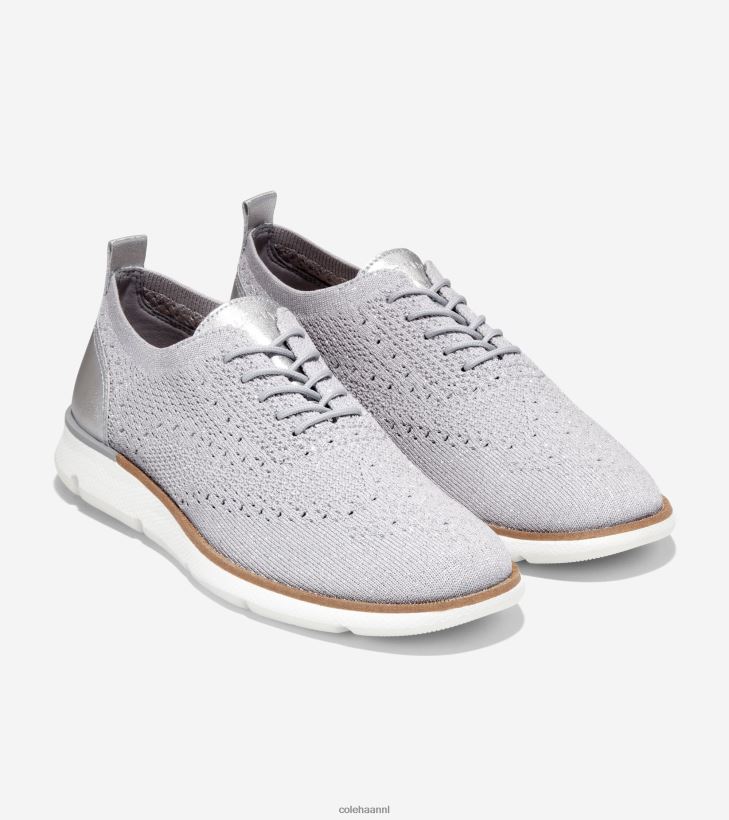 4.zerogrand oxford vrouwen microchip-zilverwit stitchlite Cole Haan schoenen 6H6J6F103