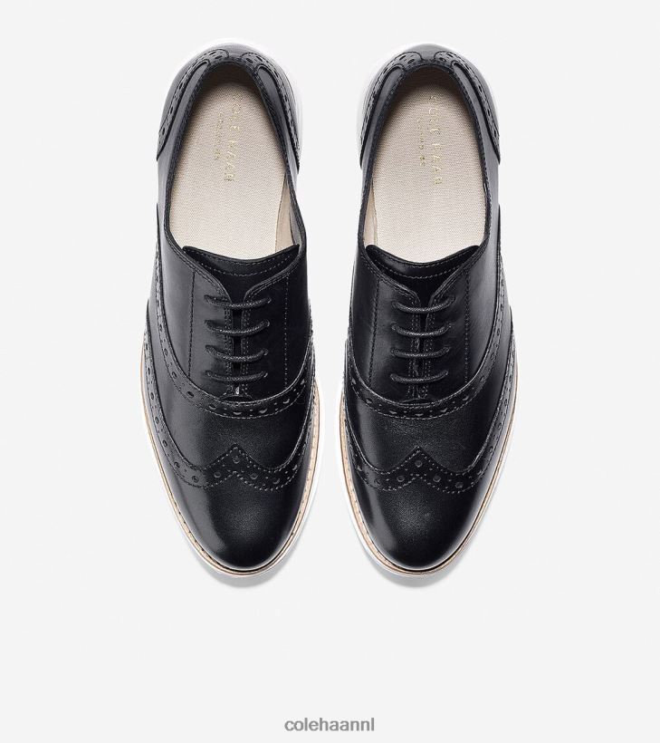 originele grote vleugeltip oxford vrouwen zwart-optisch wit Cole Haan schoenen 6H6J6F232