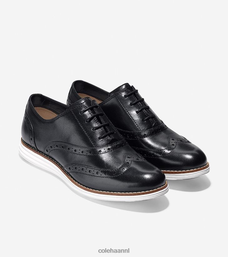 originele grote vleugeltip oxford vrouwen zwart-optisch wit Cole Haan schoenen 6H6J6F232