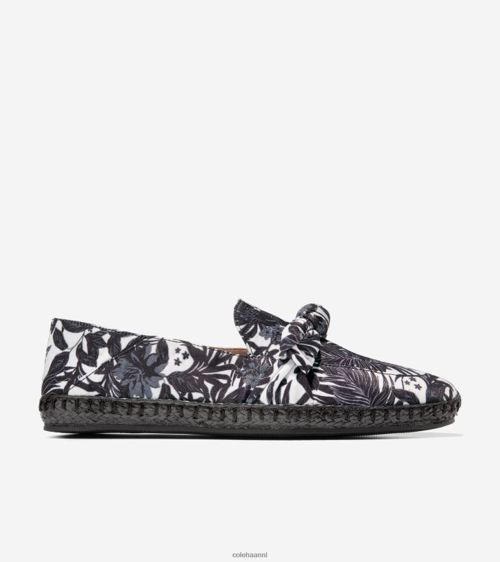 cloudfeel geknoopte espadrille vrouwen zwart-ivoorkleurige beverly bloemenprint Cole Haan schoenen 6H6J6F225