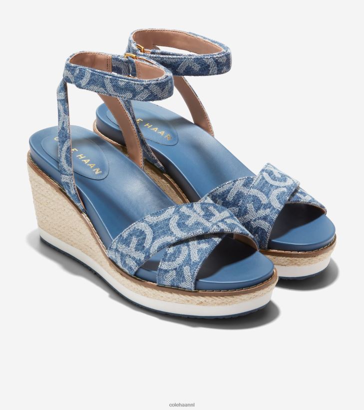 cloudfeel espadrillesandaal met sleehak vrouwen spijkerstof jacquard Cole Haan schoenen 6H6J6F27