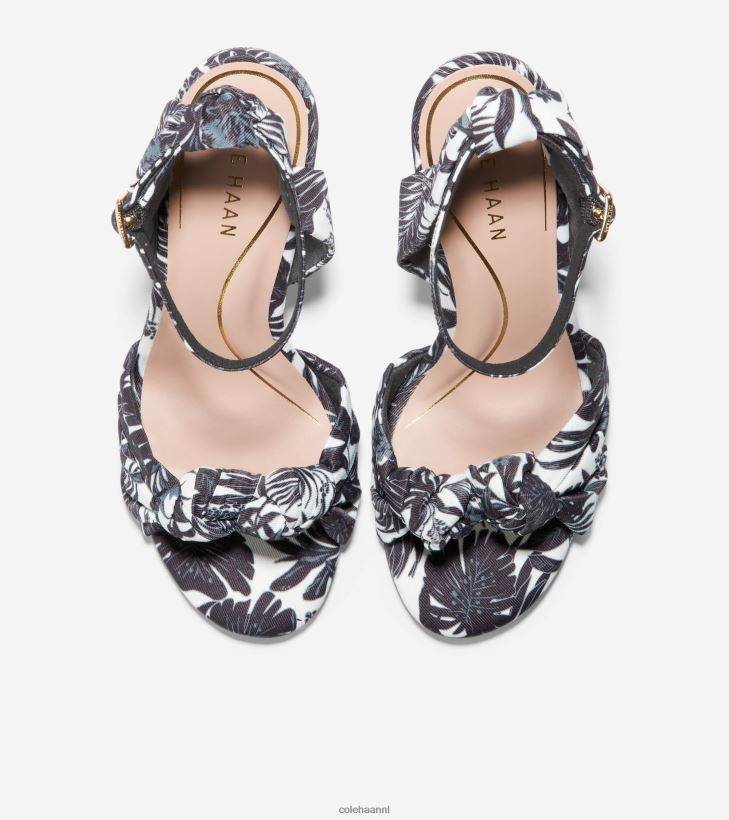 kaycee geknoopte sandaal vrouwen zwart-ivoorkleurige beverly bloemenprint Cole Haan schoenen 6H6J6F240