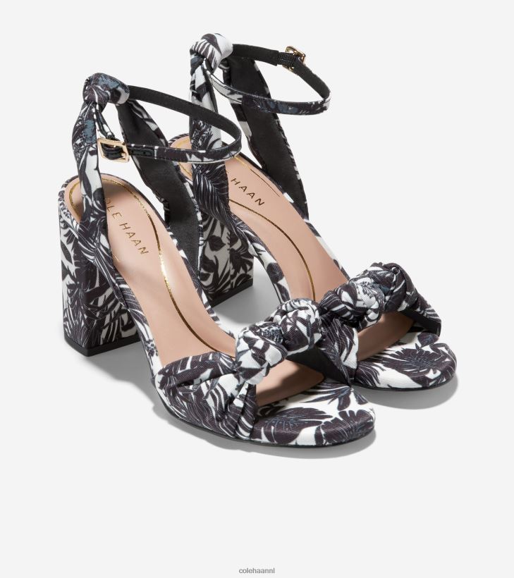 kaycee geknoopte sandaal vrouwen zwart-ivoorkleurige beverly bloemenprint Cole Haan schoenen 6H6J6F240