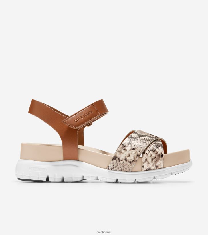 zerogrand gekruiste sandaal vrouwen slangenprint-honing leer Cole Haan schoenen 6H6J6F83
