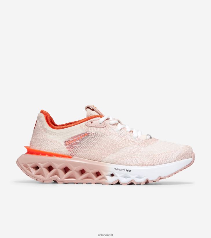 5.zerogrand borduur hardloopschoen vrouwen zilver pioenroos rook-scharlaken oranje Cole Haan schoenen 6H6J6F241
