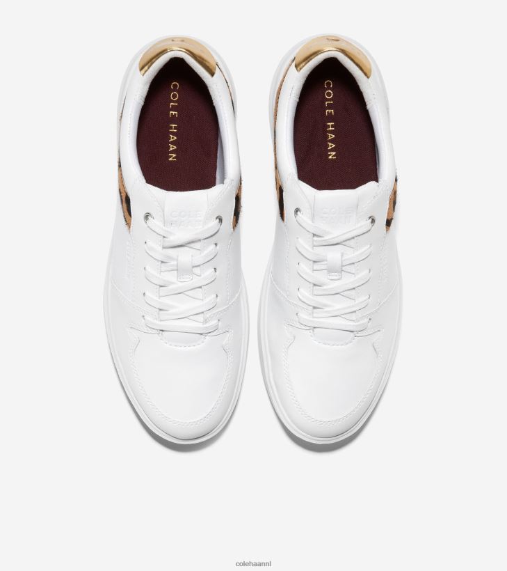 grand crosscourt moderne tennissneaker vrouwen wit-ocelot print-goud Cole Haan schoenen 6H6J6F207