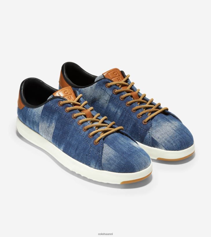 grandpro tennissneaker vrouwen indigo print textiel-mesquite leer-ivoor Cole Haan schoenen 6H6J6F148