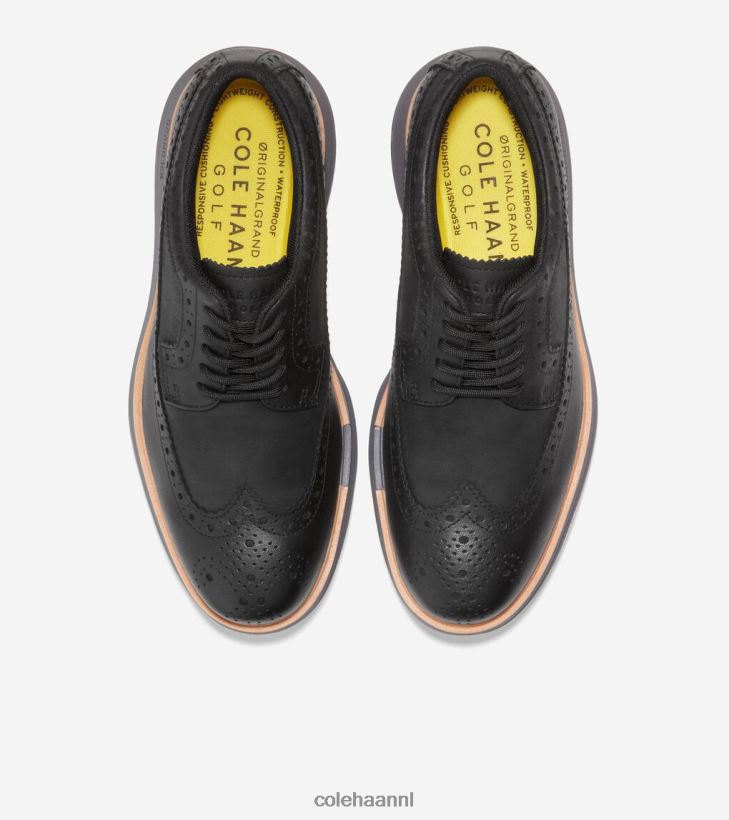 originele grand tour golfschoen vrouwen zwart-natuur-stille tint Cole Haan schoenen 6H6J6F201